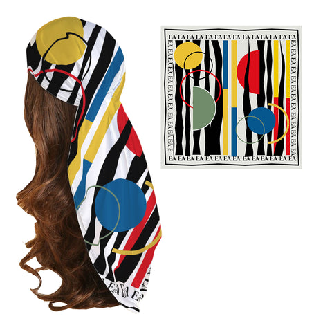 GEO Print Silk Head Scarf