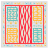 Turquoise, Pink, Yellow Silk Scarf